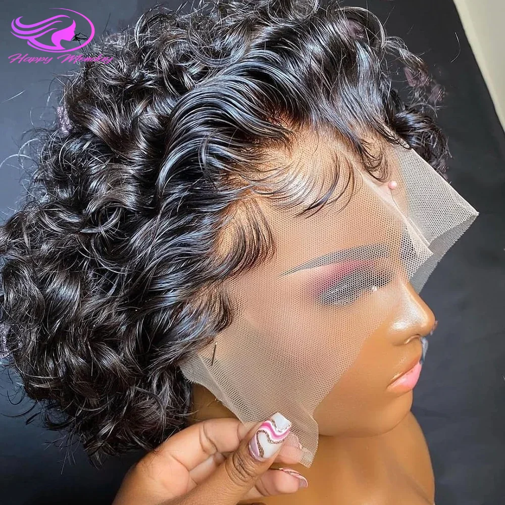 

Pixie Curls 100% Human Hair Pixie Cut 13x4 Lace Frontal Wigs Short Bob Human Hair Wig Transparent Lace Front Human Hair Wig