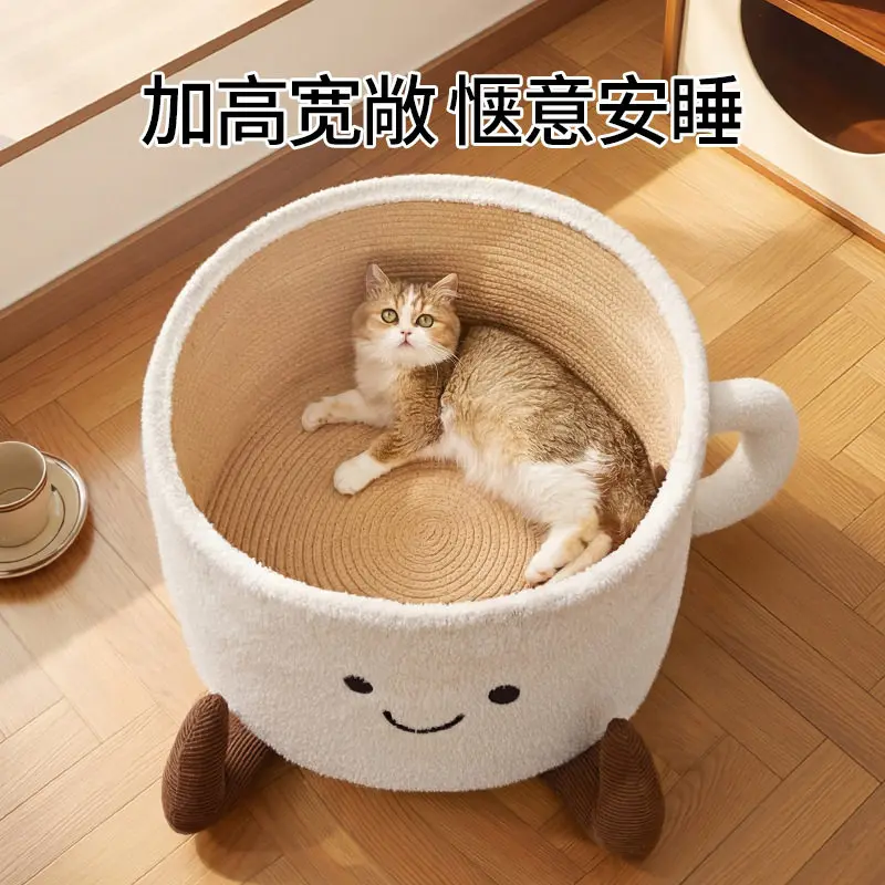 Cat Bed With Scratching Board Semi Enclosed Cozy Nest For Indoor Cats Kittens And Pets Perfect Christmas Gift For Cat Lovers