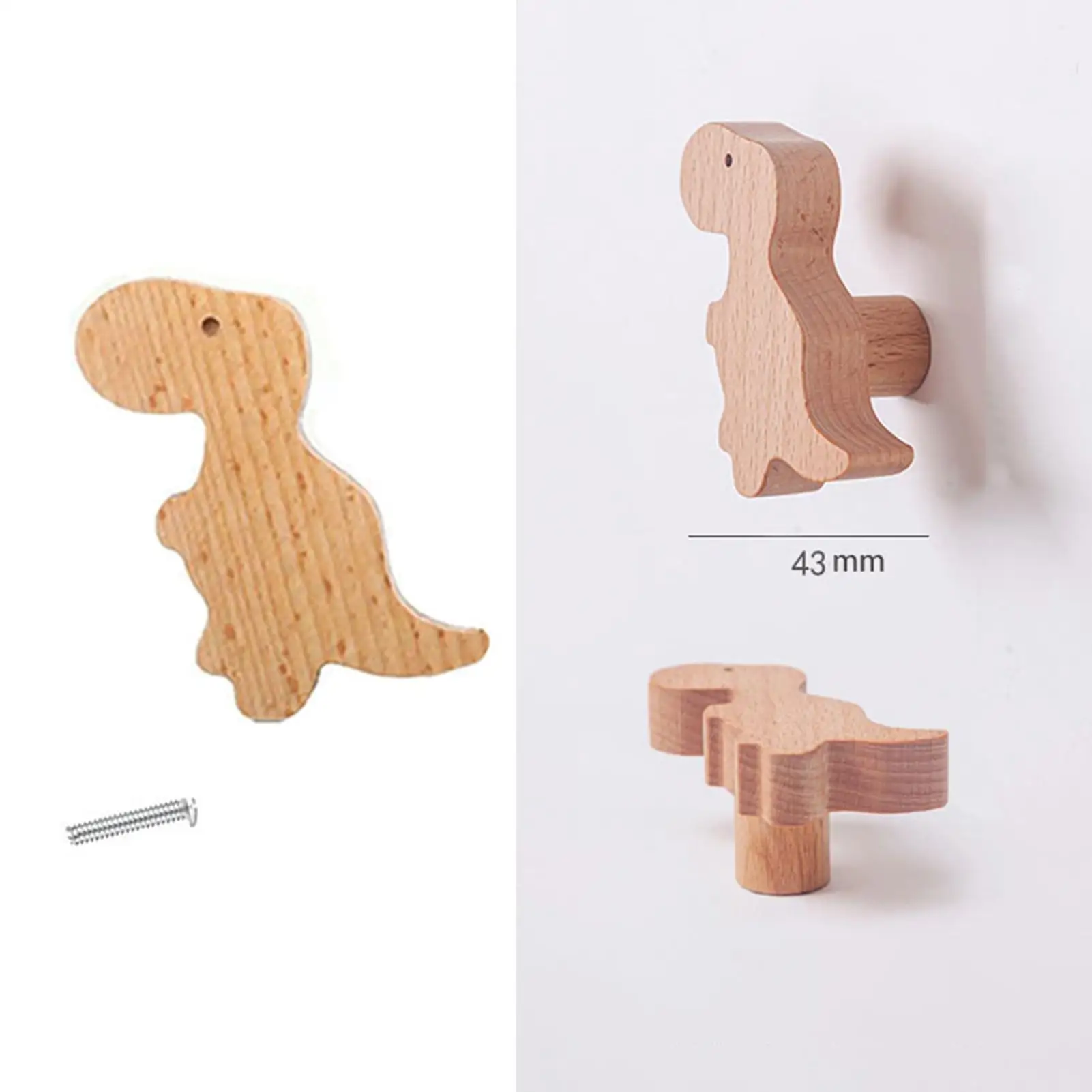 Wooden Animal Cabinet Knobs Decorative Knobs with Screws Dresser Pulls Wood Children's room Furniture Knobs Handles for Decor