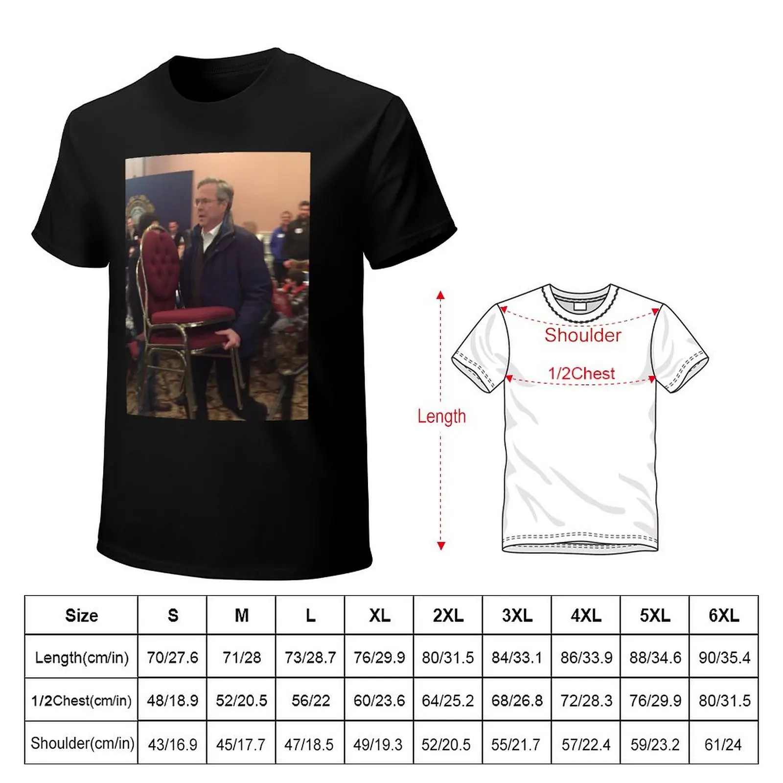 Jeb Bush Running With Chairs T-Shirt Art Pattern Printed Casual Top
