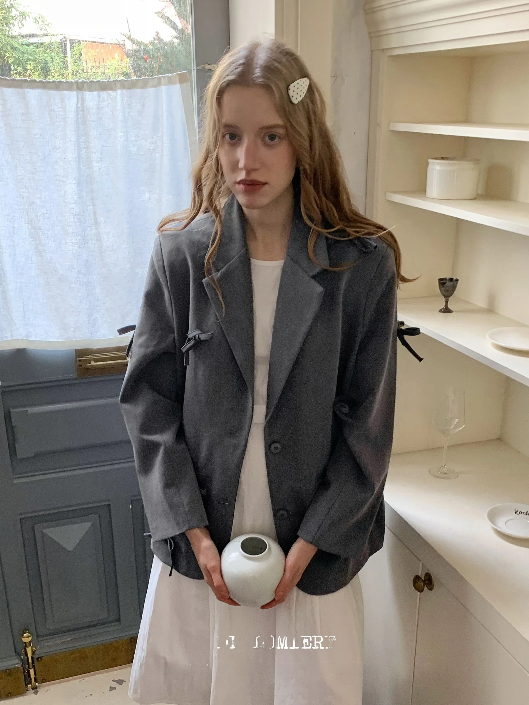 

ay Knot Design Suit Jaet for Women Spring Season High End Feeling Ele Personali Commute Sle Loose Fit