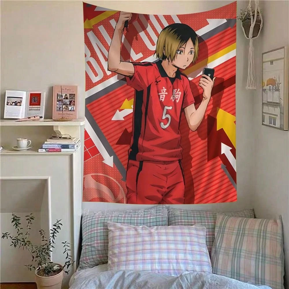 H-Haikyu Kozume Kenma Cartoon Wandteppich Bohemian Wandteppiche Mandala Wandbehang Blätter.