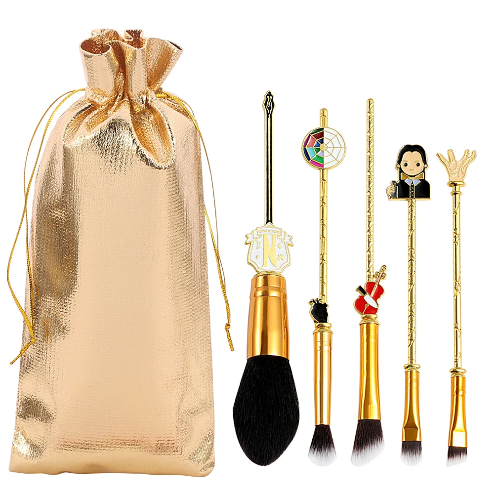 

Hot Movie Wednesday Addams Makeup Brushes Set Powder Eyeshadow Eyebrow Lipbrush Cosmetic Makeup Tools Addams Cosplay Prop