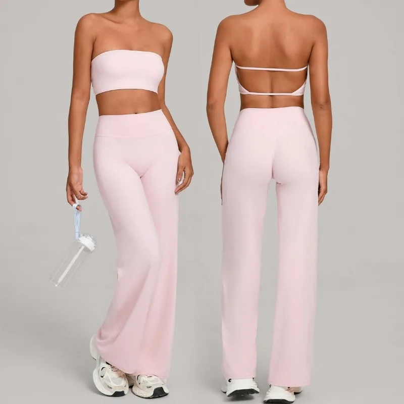 

Женский комплект для йоги телесного цвета с запахом груди на спине, красивый облегающий спортивный комплект для похудения, одежда для бега на открытом воздухе, отдыха и фитнеса