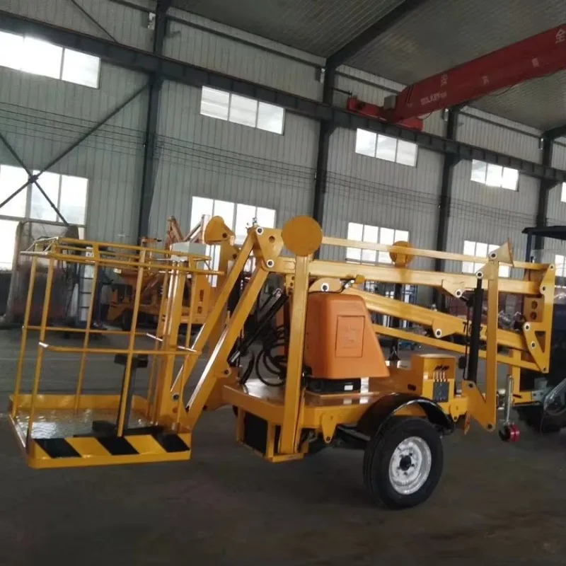 Towable Boom Lift Trailer Aerial Platform with Stable Support Legs for Street Light and Utility Maintenance