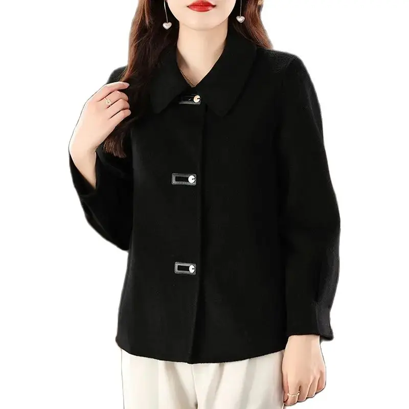 Special Offer Reversible Woolen Coat Women's Short Autumn Winter New Top Small High-End Mom Clothes 100% Woolen Coat