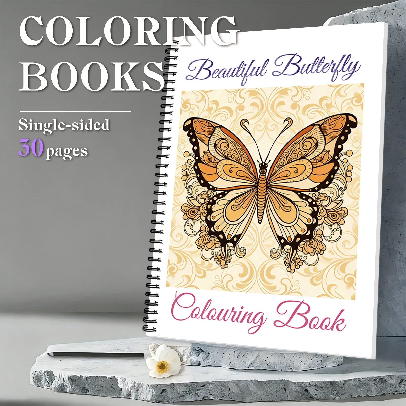 

1 шт. книги для рисования, элегантная замысловатая красивая спиральная книжка-раскраска на бабочке, для детальных моментов раскрашивания природы