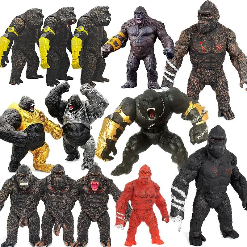 King Kong Gorilla Soft Rubber Doll Collection Godzilla Toy Monster Dinosaur Handheld Joint Mobile Model