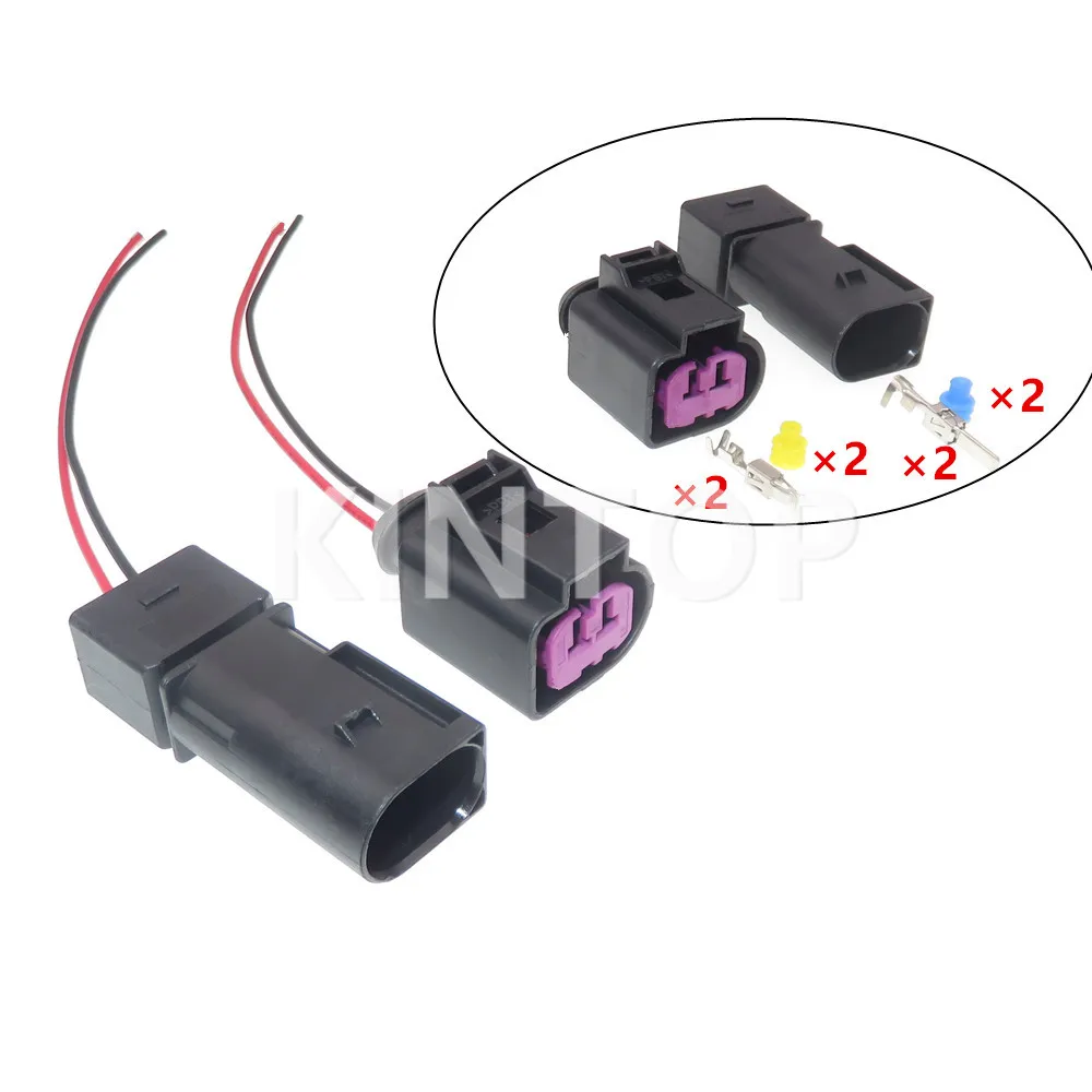 1 Set 2 Pins Car Motor Wiring Waterproof Socket AC Assembly with Terminal 1J0973772 Car Replacement Connector Accessories