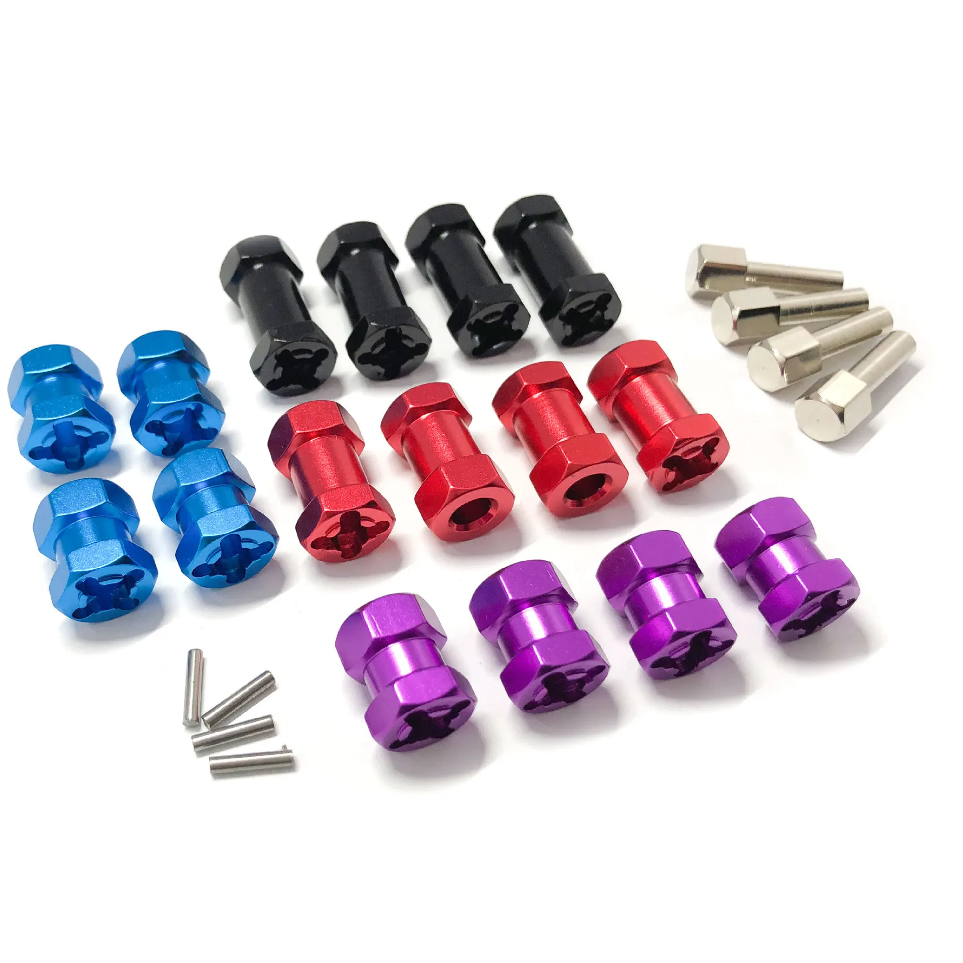 4pcs Aluminum RC Car 12mm Hex Wheel Hub Drive Adaptor 15/20/25mm Extension Combiner Coupler for 1/10 RC Crawler Axial SCX10 D90
