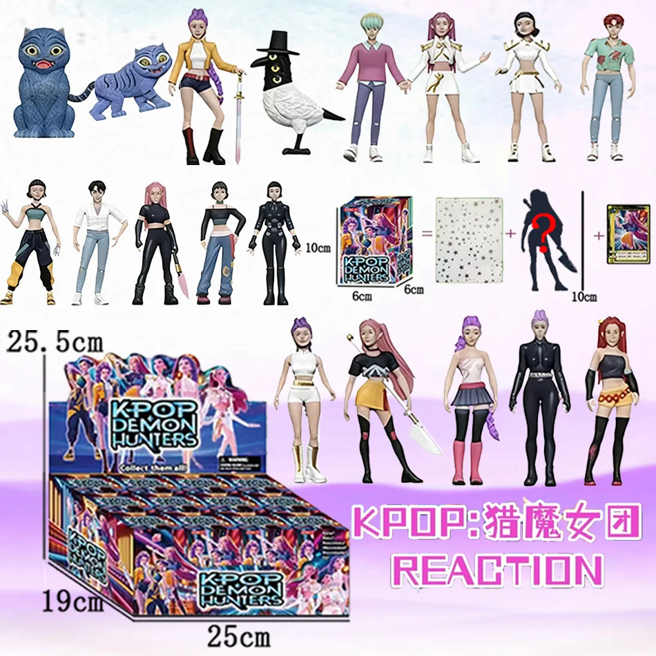กล่องสุ่มฟิกเกอร์อนิเมะ Demon Hunters Huntrix สไตล์เกาหลี Kpop ของตกแต่งโทรศัพท์น่ารัก ของขวัญเซอร์ไพรส์ลึกลับสำหรับแฟนคลับ