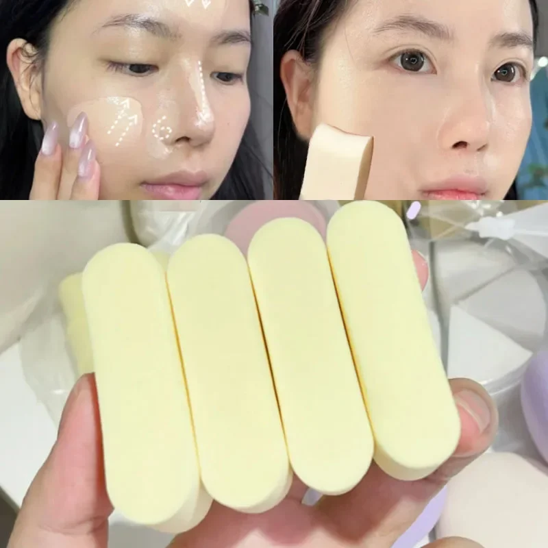 4pcs Cheese Rice Cake Strip Powder Puff Wet and Dry Makeup Sponge Concealer Face Foundation Cream Powder Soft Cosmetic Puff Tool