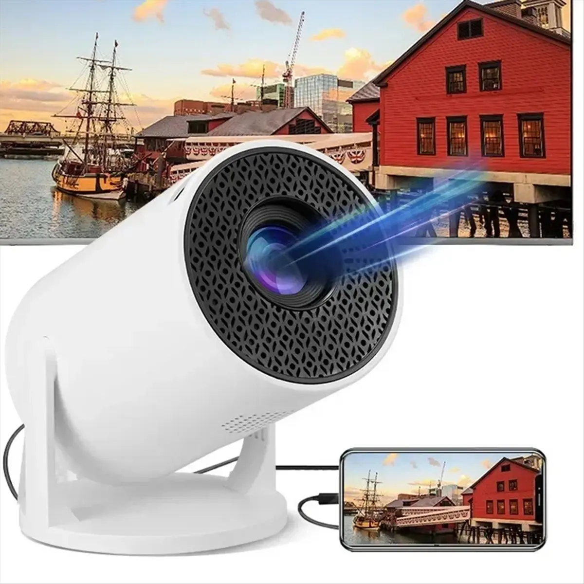 A77K Projector Wireless Fidelity 270° Adjustable LED 1080P Movie Projector for Android Phone USB TV Stick Laptop EU Plug view 3