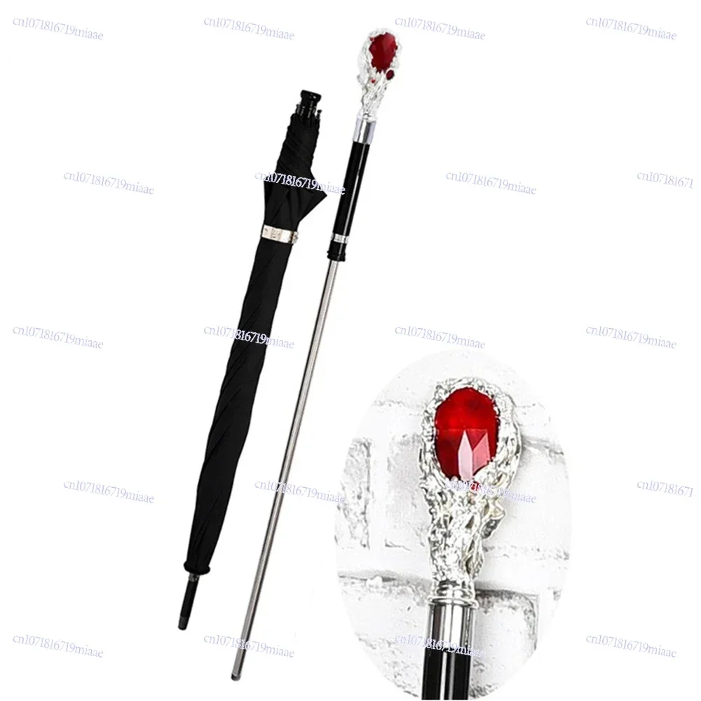 Luxury Long Handle  Self-defense 2-In-1 Sturdy Windproof UV Protection Walking Cane Stick Umbrella Hiking Hanging Out On Raining