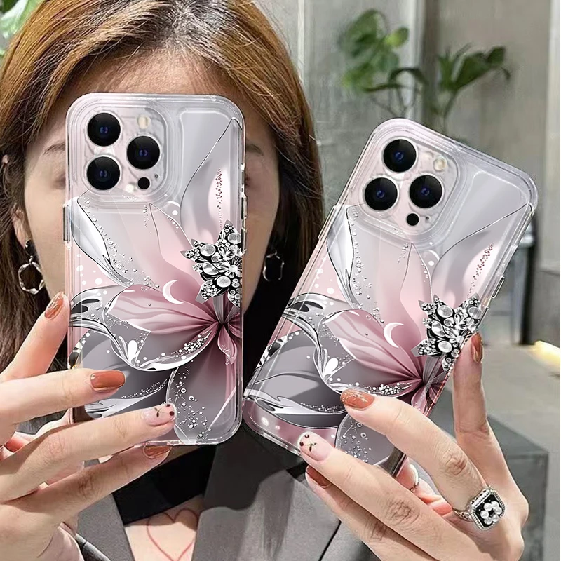 Blumenmuster Bemalte Transparente Kreative Handyhülle für Xiaomi 17 Pro Max 15 14 13 12 Pro 15 14 ULTRA 15 14 13 T Stoßfeste Hülle – Detail 7