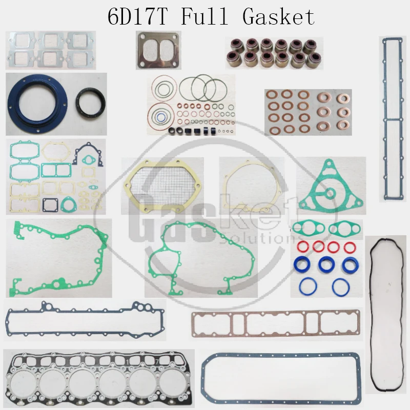 6D17 6D17T Engine Full Gasket Kit Cylinder Head Fits Mitsubishi Excavator Loader Truck ME996287