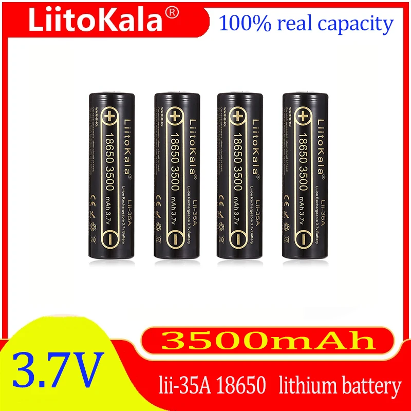 LiitoKala lii-35A 18650 3500mAh rechargeable lithium battery, suitable for flashlights, battery cigarettes, small appliances