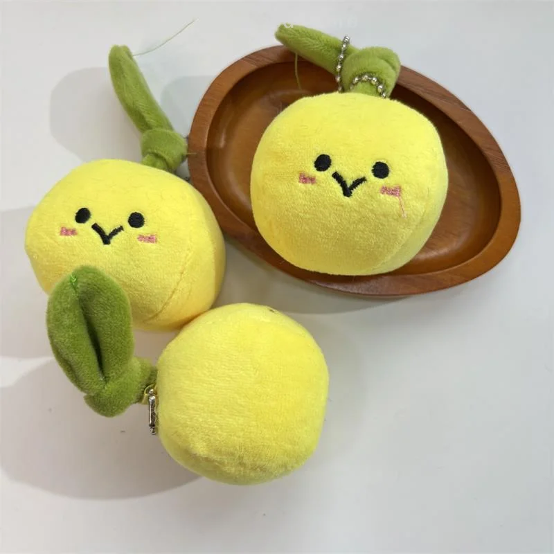 Cute Funny Green Leaf Orange Plush Doll Stuffed Toy Keyring Pendant Backpack Charm Bag Hanging Ornaments Kids Ragdoll Girl Gifts