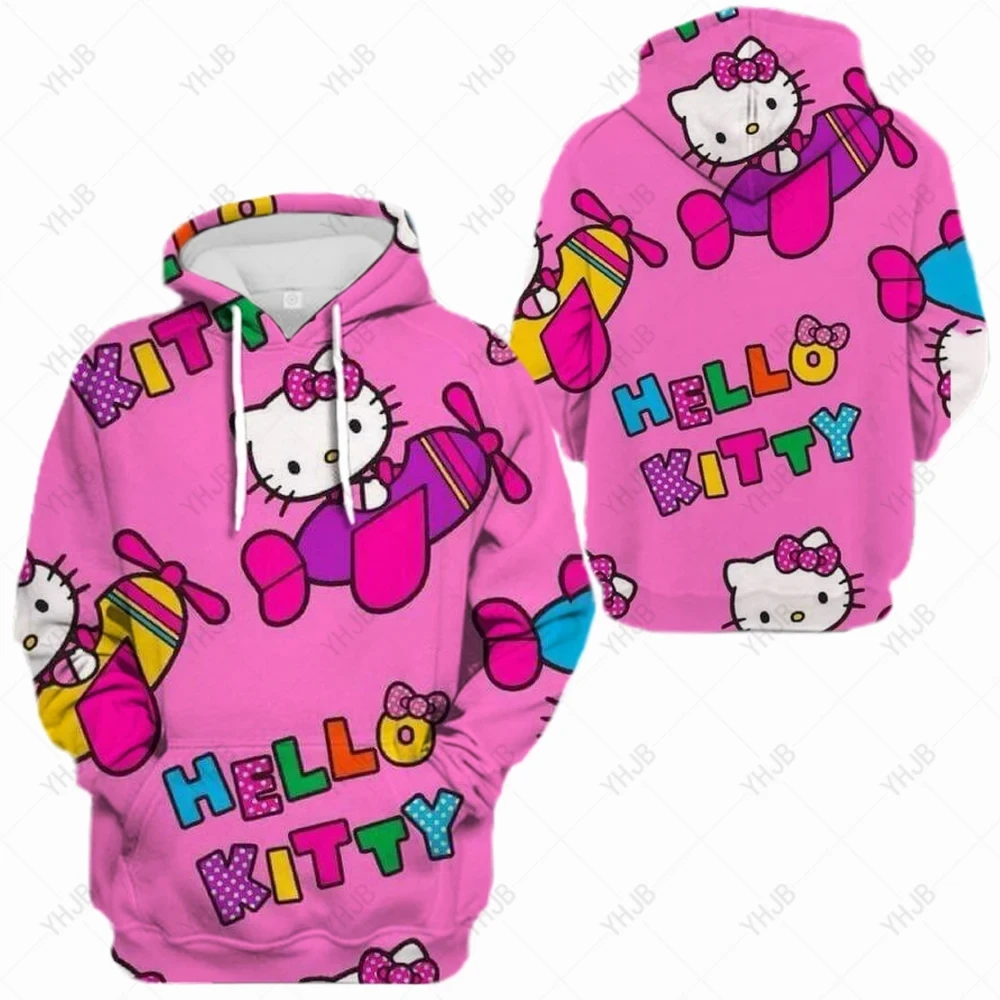 2024 New Hello Kitty 3D printed hoodie Fall and spring can be popular women\'s hoodie hip hop super cute hoodie sweatshirt