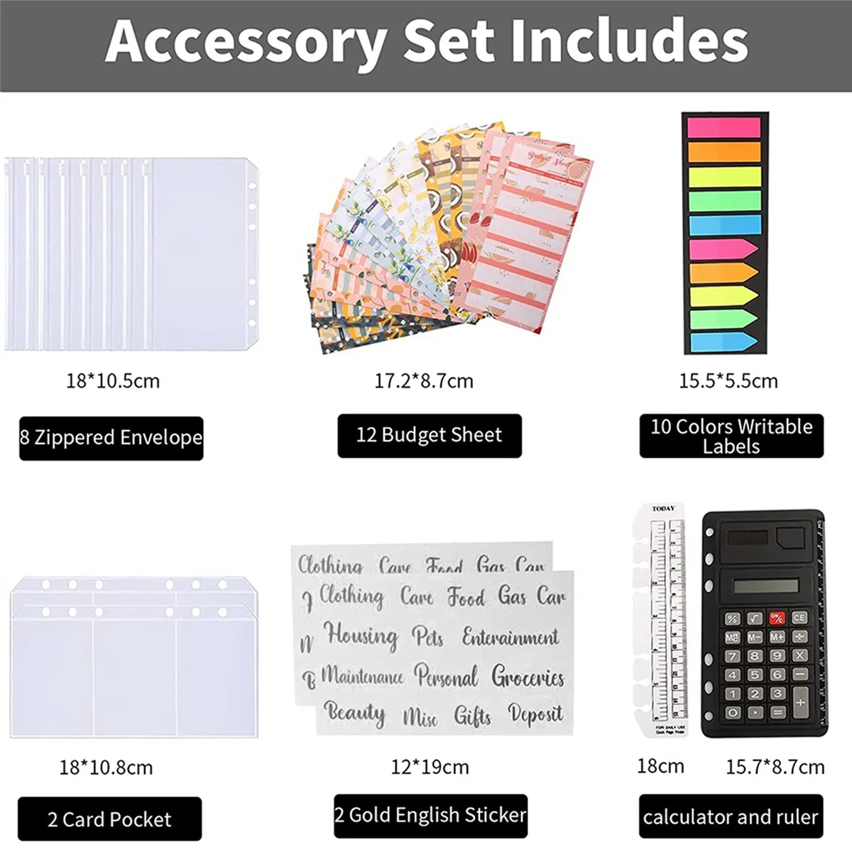 A6 Budget Binder, with Zipper Envelopes,Calculator and Card,PU Money Saving Organizer for Cash Stuffing Envelopes Binder