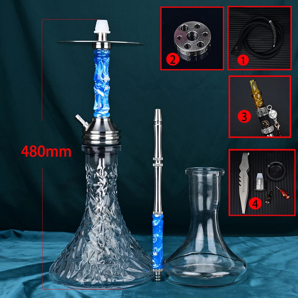 Wolfcoolvape Hookah Shisha Pipe kit original high quality hookah single tube pot resin stainless steel hookah pot complete set