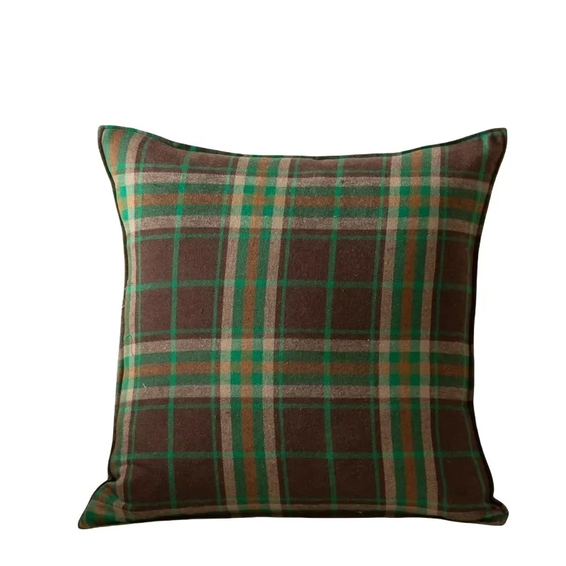 Large Size Retro Classic Wool Tweed Pillow Cover Scottish Plaid Cushion Cover for Living Room Sofa Throw Pillow Cover