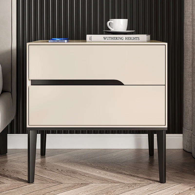 Simple modern 2023 new minimalist home bedroom storage bedside table high-end paint storage bedside cabinet