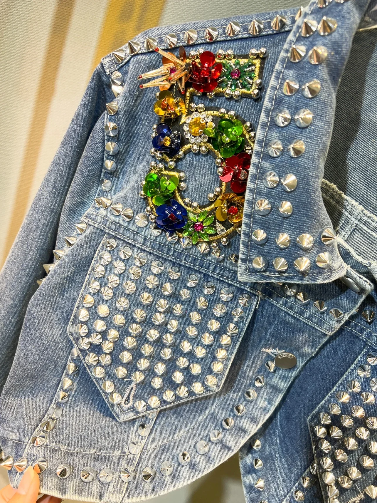 Fashion Brand Heavy Industry Rivets Long-Sleeved Denim Jacket Women\'s 2023 Spring and Autumn New Fashion Short Denim Coat Female