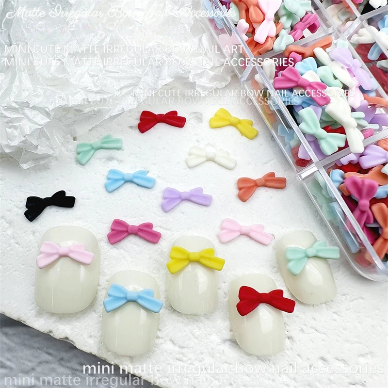 200Pcs New Arrival Ribbon Bowtie Nail Charms Pure and Alluring Ins-Style Candy-Colored Nail Art Accessories for a Sweet Trendy
