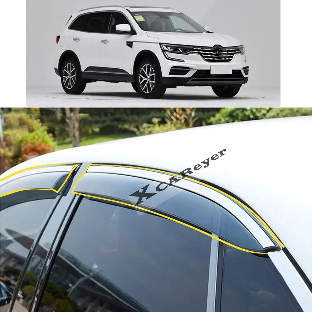 

Для RENAULT Koleos 2017 2018 2019 2020 2021, наклейка для стайлинга кузова автомобиля, пластиковое оконное стекло, ветрозащитный козырек, детали для защиты от дождя/солнца