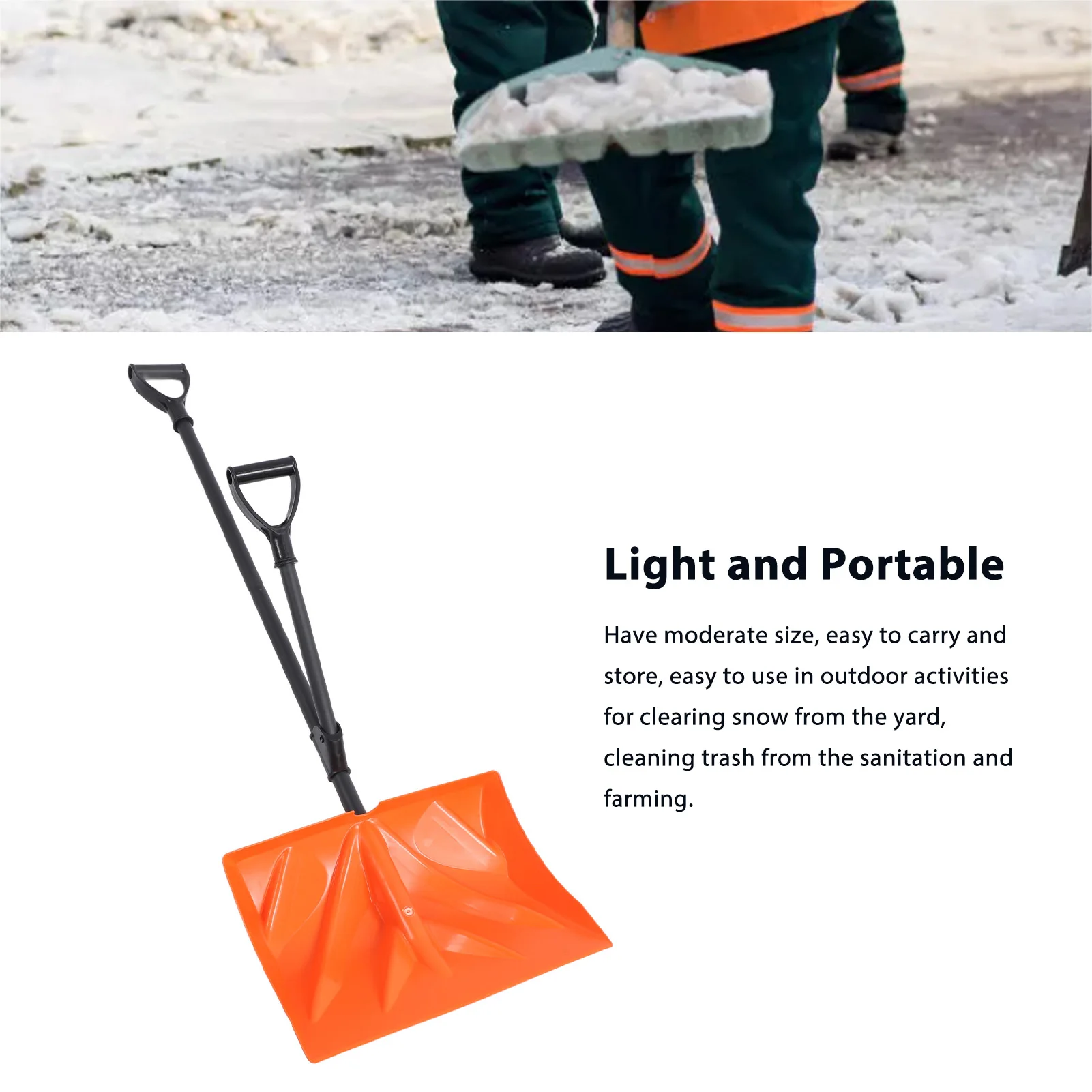 Snow Shovel Portable Snow Removal Shovel Lightweight Ergonomic Anti Slip Handle for Outdoor Garden Driveway Sidewalk Winter