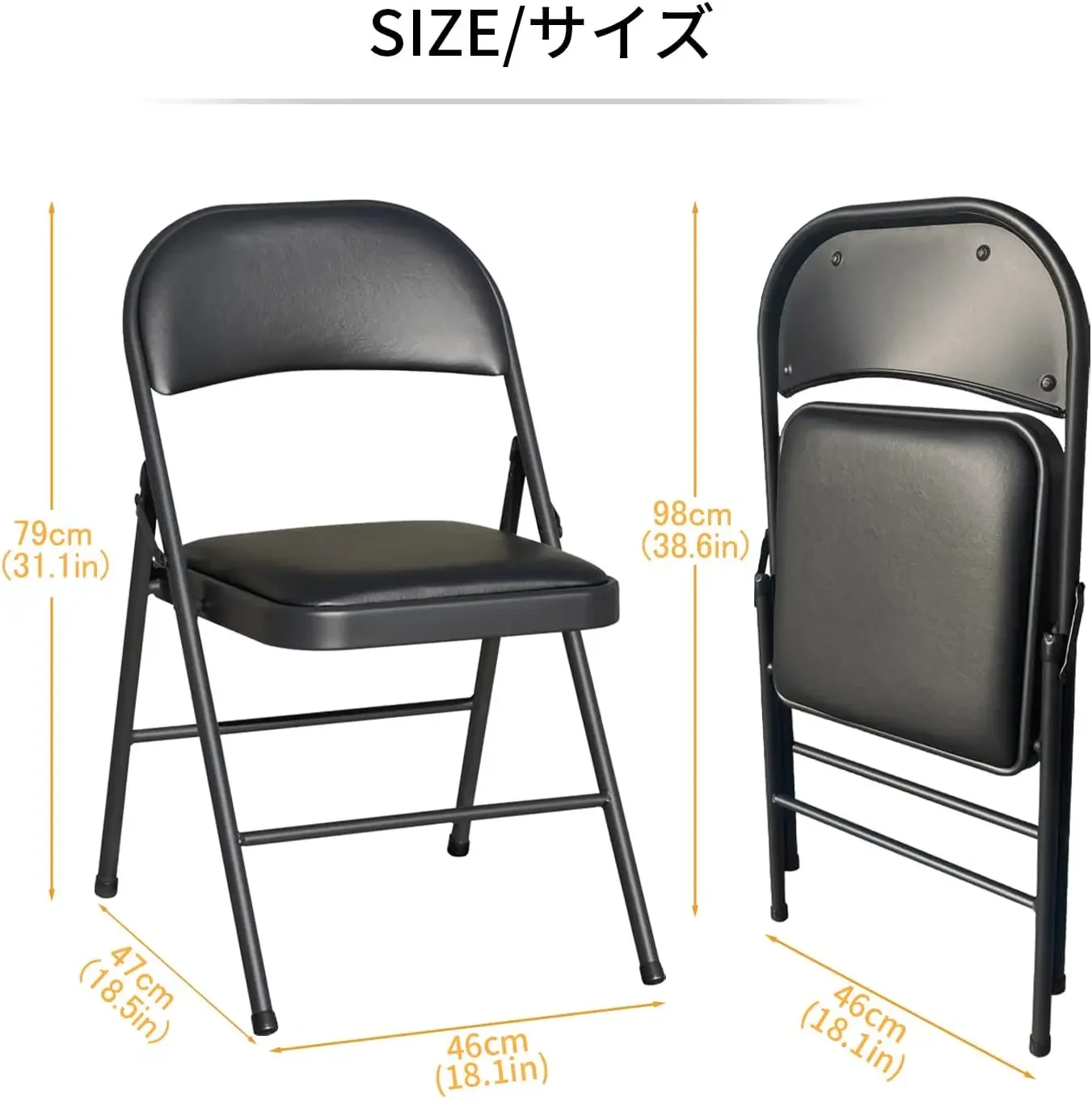 Pipe  Set of 4 Folding  Meeting Chair, Backrest Folding  Dining  Metal Space Saving, Events Simple,