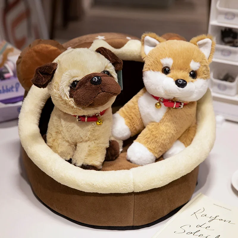 Cute Dog Plush Toy Soft Kawaii Puppy Doll Cartoon Animal Corgi Shiba Inu Pug Dog Stuffed Pillow Children Birthday Christmas Gift