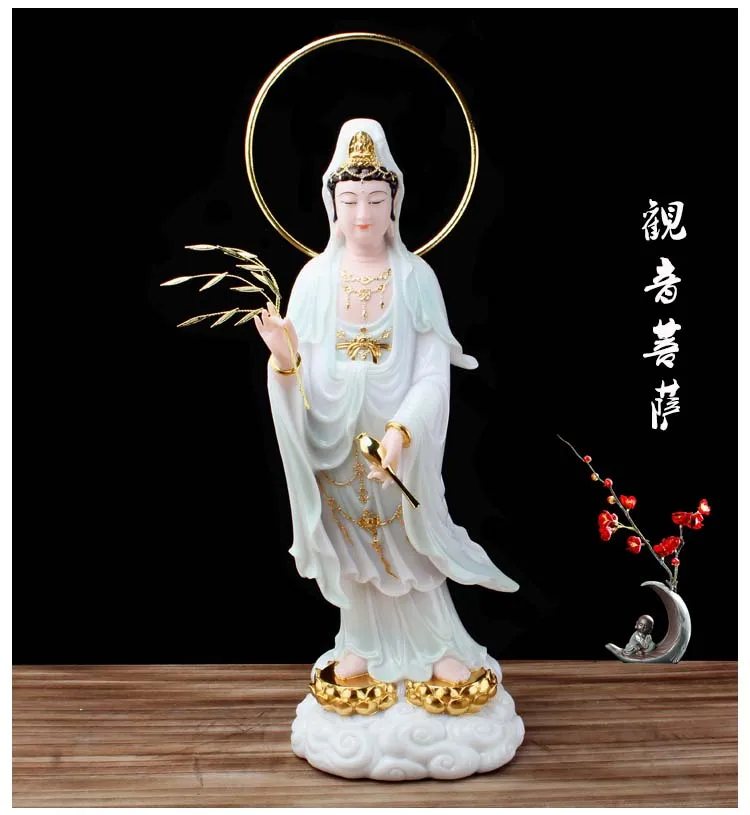 48CM large Buddhism figure jade Goddess Guan yin GOD Avalokitesvara buddha Asia HOME protection Prosperity FENG SHUI statue