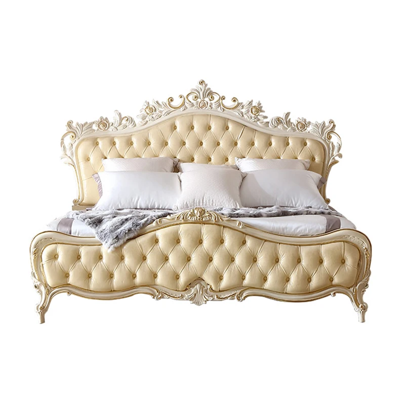 

for French Style Bedroom Furniture Sets Wooden Beds Luxury Antique Up-holstered king Size Beds