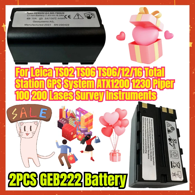 

2PCS GEB222 Battery for Leica TS02 TS06 TS06/12/16 Total Station GPS System ATX1200 1230 Piper 100 200 Lases Survey Instruments