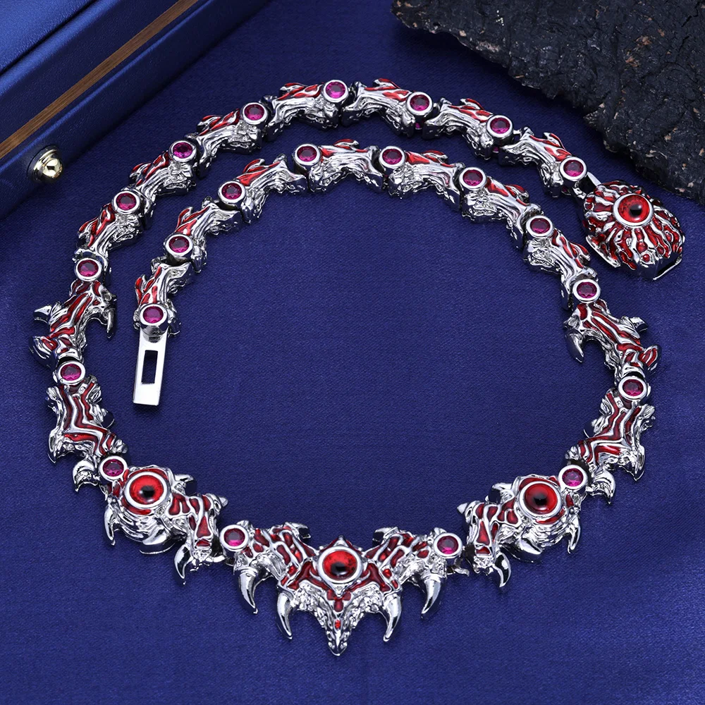 New Sparkling Eye Thorns Luxury Red CZ High Quality Men Necklace Hip Hop Jewelry Eye Link Chain Necklace For Women Drop shipping