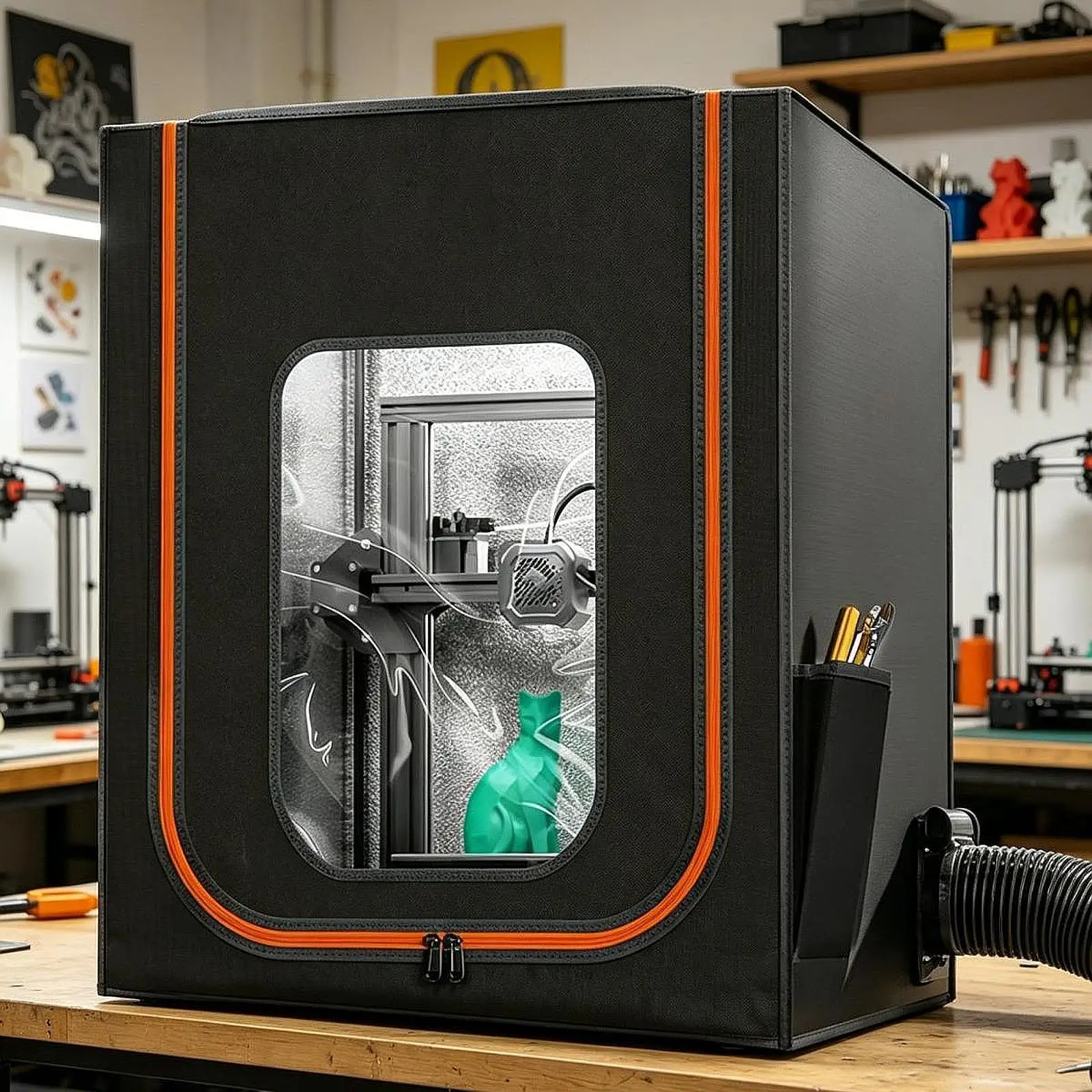 3D Printer Enclosure Clear Window with Side Pocket Case 70x75x90cm Stable Temperature Dust Protection Fireproof Protective Cover - view 4