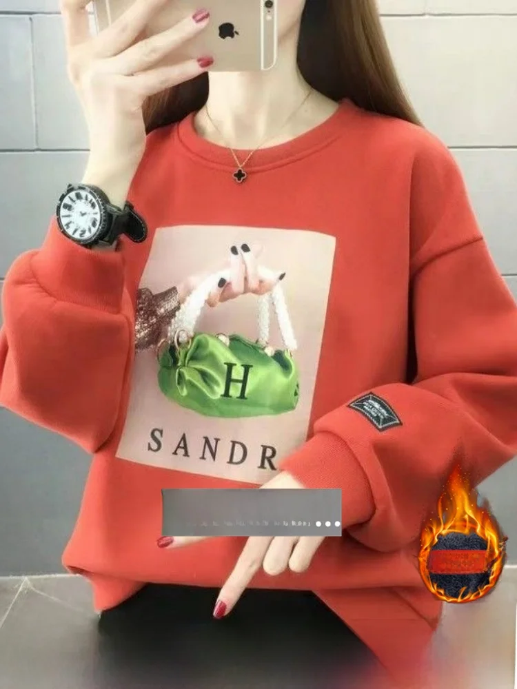 

Удобный длинный свитшот Sve round Ne, корейский свободный крой, осенняя женская одежда, большой размер, Ne