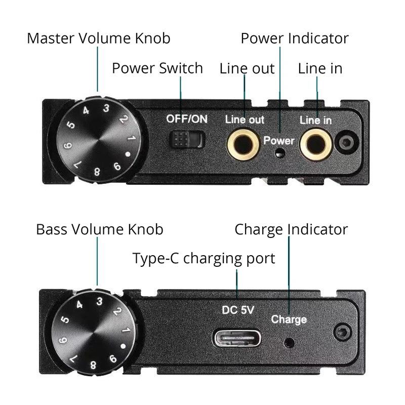 Imagem -02 - Amplificador de Auscultadores Hifi Bass Amp de Fone de Ouvido 16600 o Recarregável Entrada Aux 35 mm Saída com Controle de Volume para Telefones Computadores