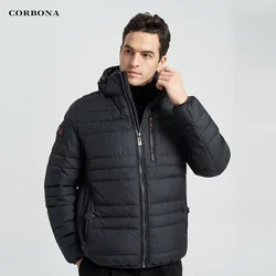 Corbona-Jaqueta de inverno grossa masculina, casaco de pele quente, chapéu destacável, parka ao ar livre, moda legal, diária e casual, gelada, presente papai, 2023