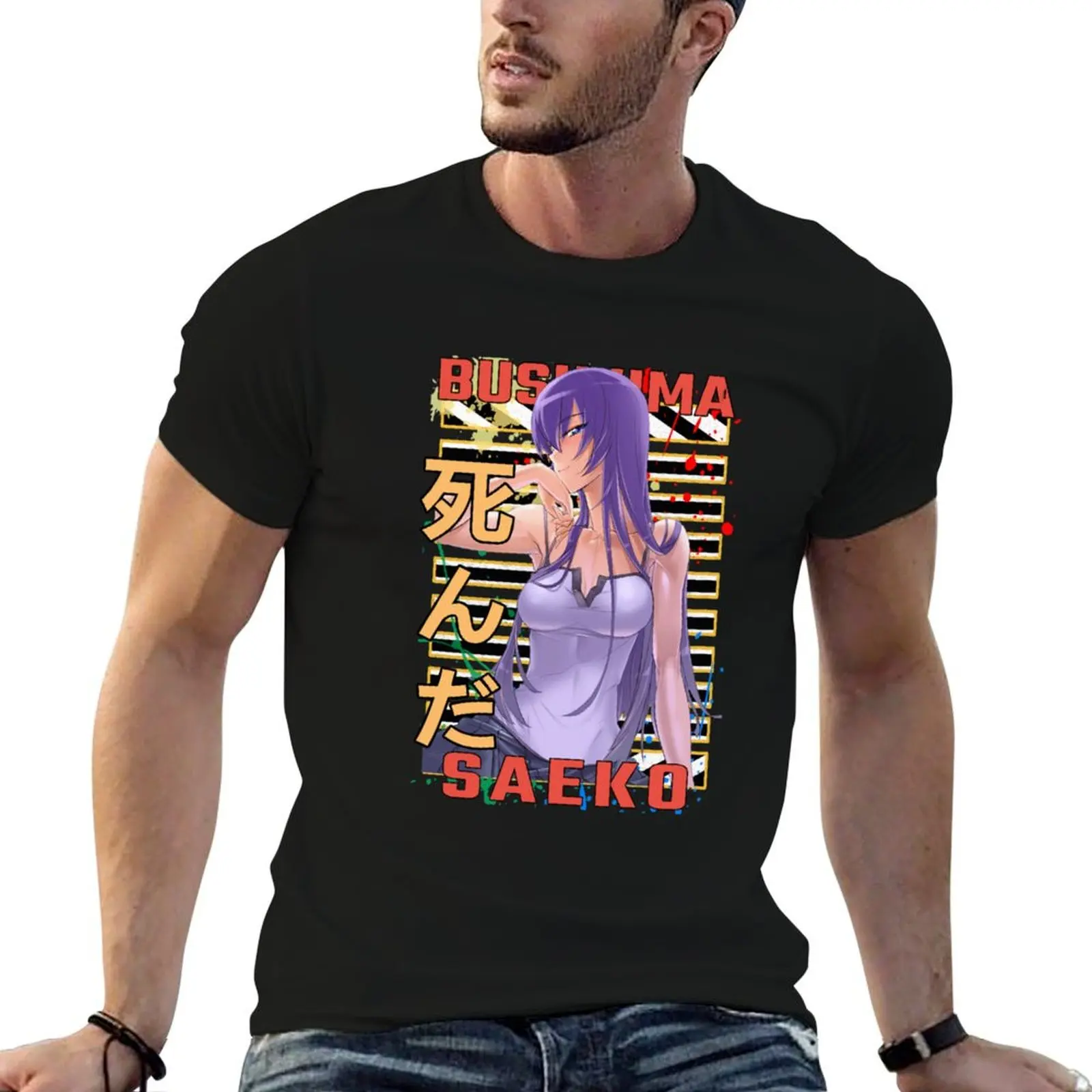 Saeko busujima Sexy anime Highschool of the Dead HOTD Gift T-Shirt Anime T-Shirt customs shirts graphic tees anime shirts men