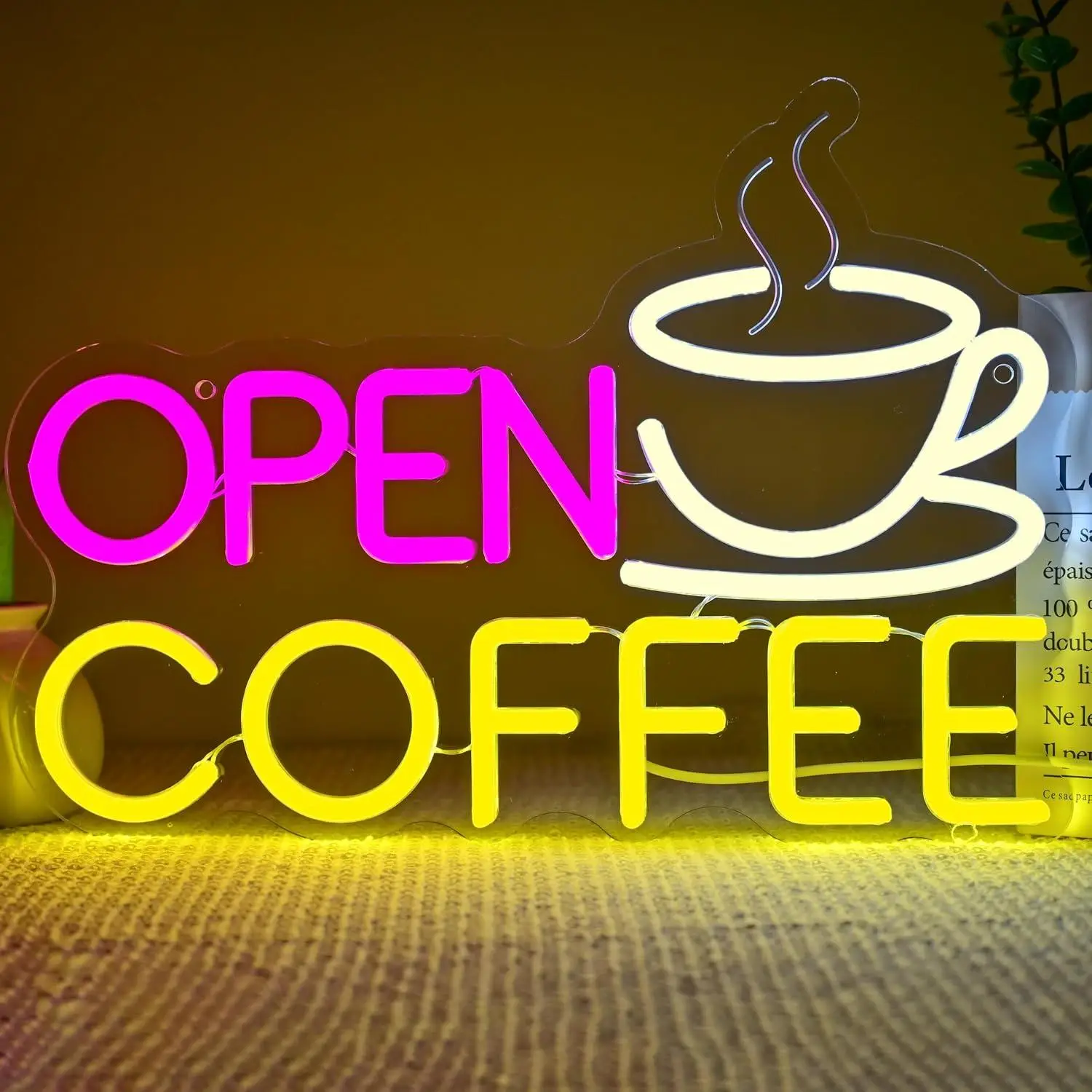 Open Coffee Neon Sign USB Dimmable LED Lights For Cafe Shop Kitchen Breakfast Nook Office Coffee Wall Art Decor Signboard Light