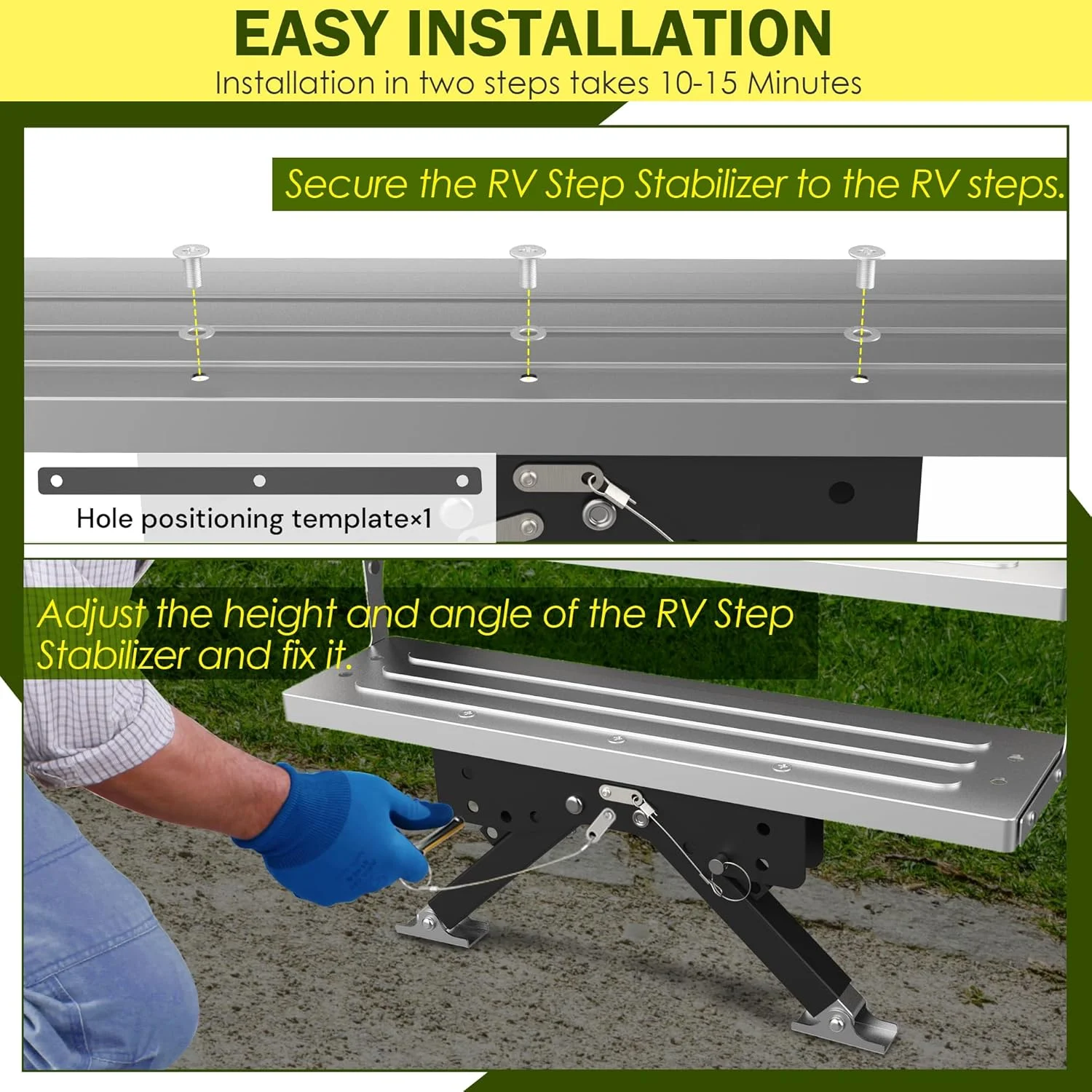 Heavy Duty RV Entry Step Stabilizer Foldable Ground Support Jacks Easy To Install Campers Step Jack Camping Car Accessory