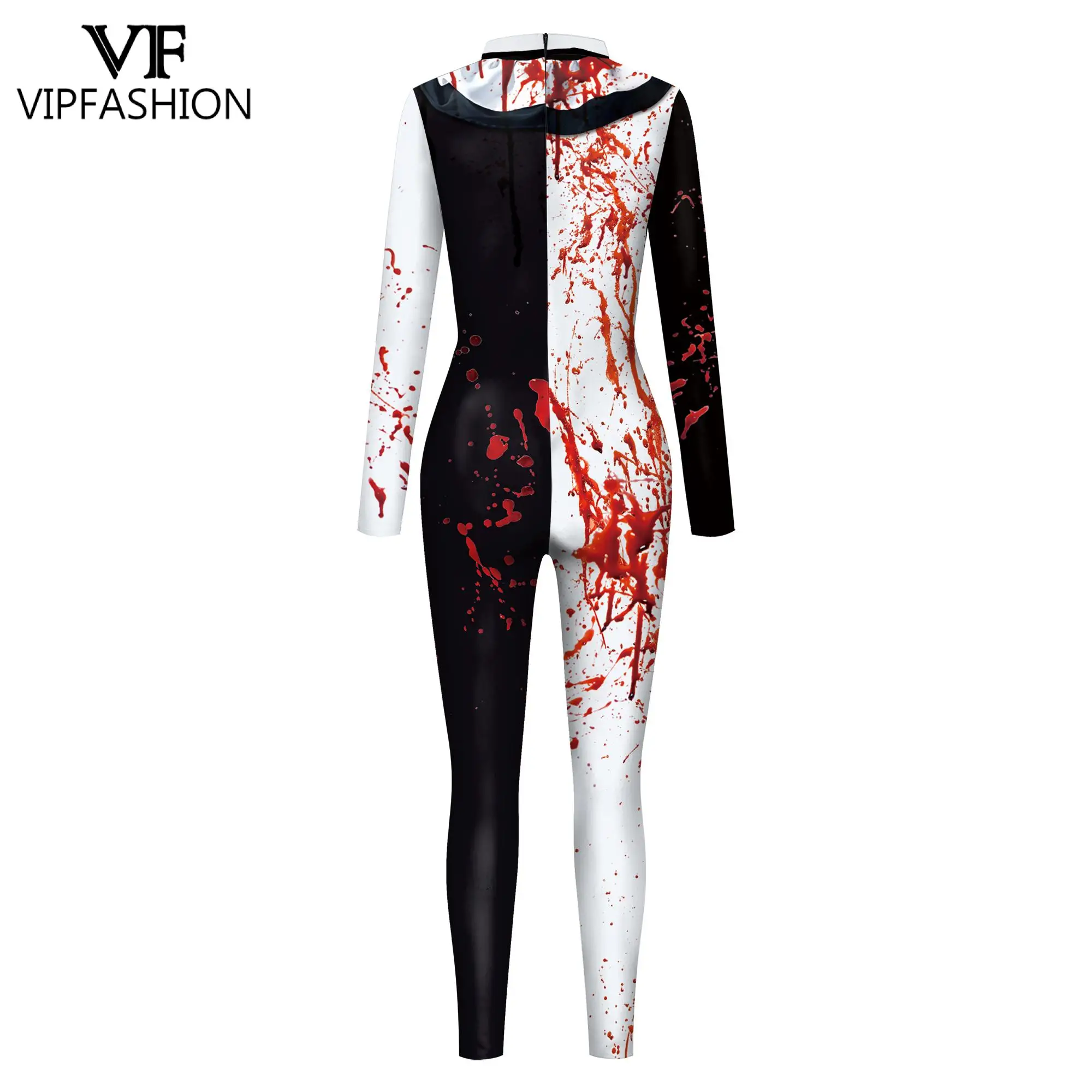 Vip Mode Terrifier 3 Halloween Kostuum Vrouw Man Bloedige Clown Capuchon Jumpsuit Fancy Zentai Bodysuit Carnaval Feestkleding Cadeau