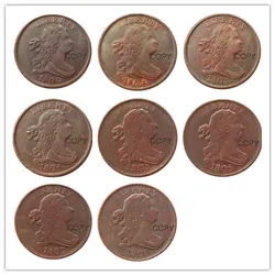 US A set of(1800-1808) 8pcs Draped Bust Half Cent Copper Copy Decorate Coin