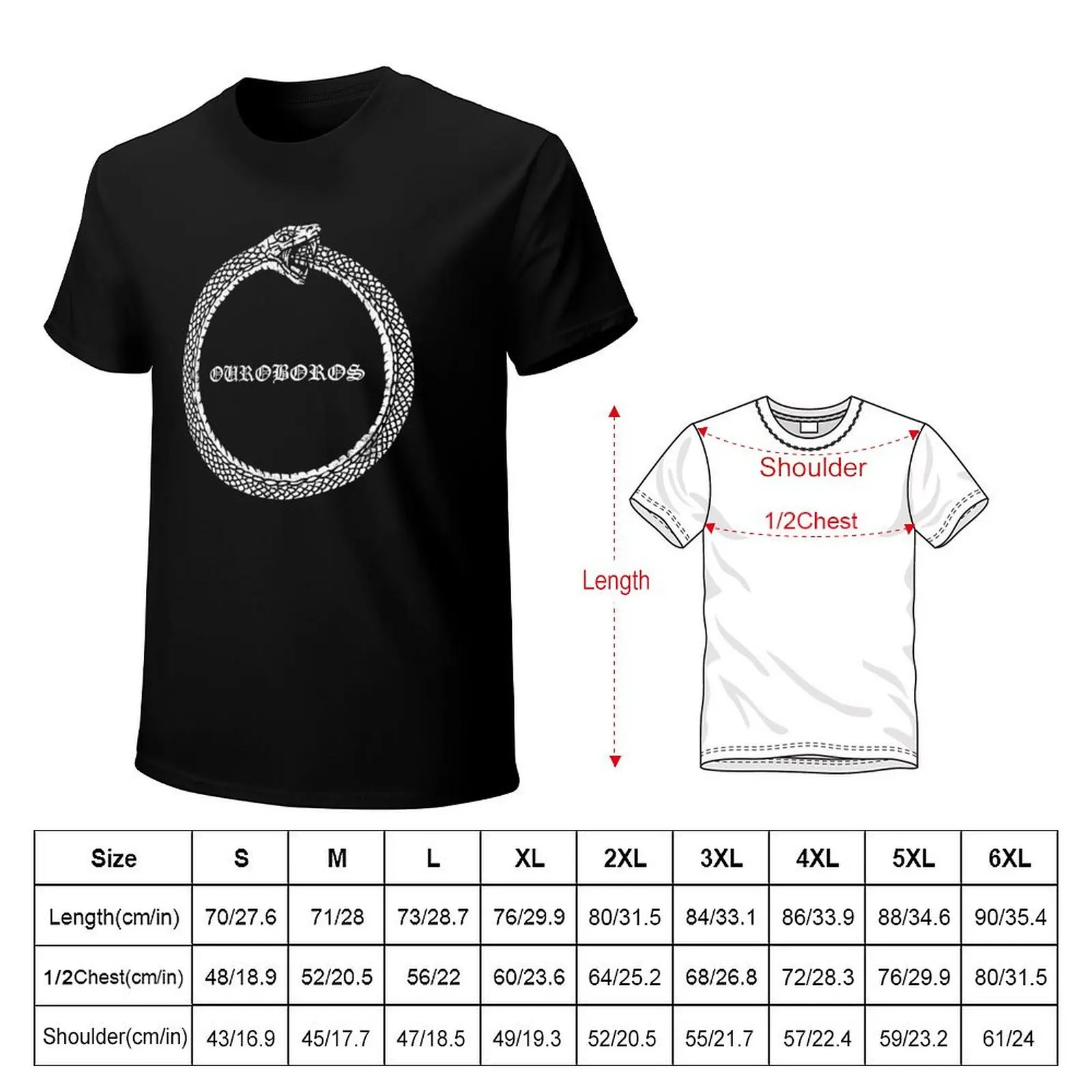 Ouroboros Alchemy Occult Ancient Symbol Distressed Style T-Shirt Regular Fit Plain Tee Shirt