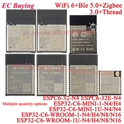 20Pcs/1pc ESP32-C6-WROOM-1 1U N4 N8 N16 H4 ESP32C6 2.4GHz Wi-Fi 6 Ble 5 Wifi Wireless Module 4MB 8MB 16MB Zigbee 3.0 Thread SPI