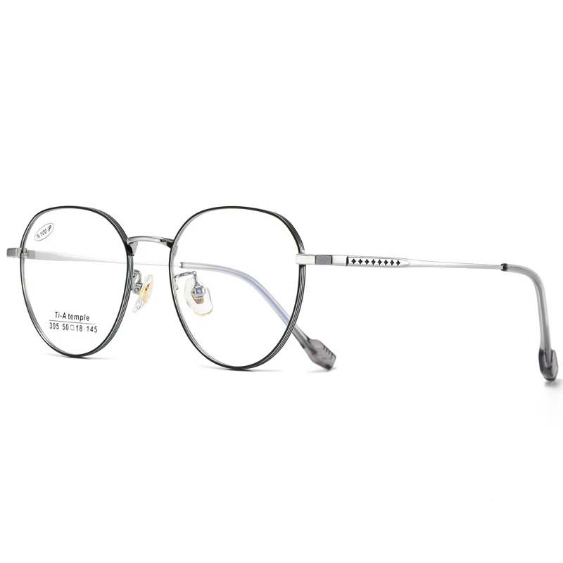 Xbora Titanium Alloy Women's Glasses Men's New Korean Ultra Light Frame Retro Round Optical Prescription Eyeglasses 305