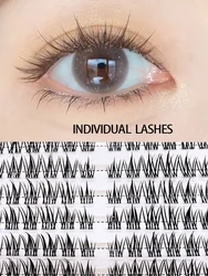 10 Rows Individual Lashes Clusters DIY Natural False Eyelashes Soft Black Stem Fake Lashes Invisible Band Korean Makeup Eyelash